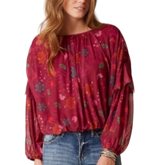 Women's Free People Floral Print Top Sz Small - Picture 1 of 10